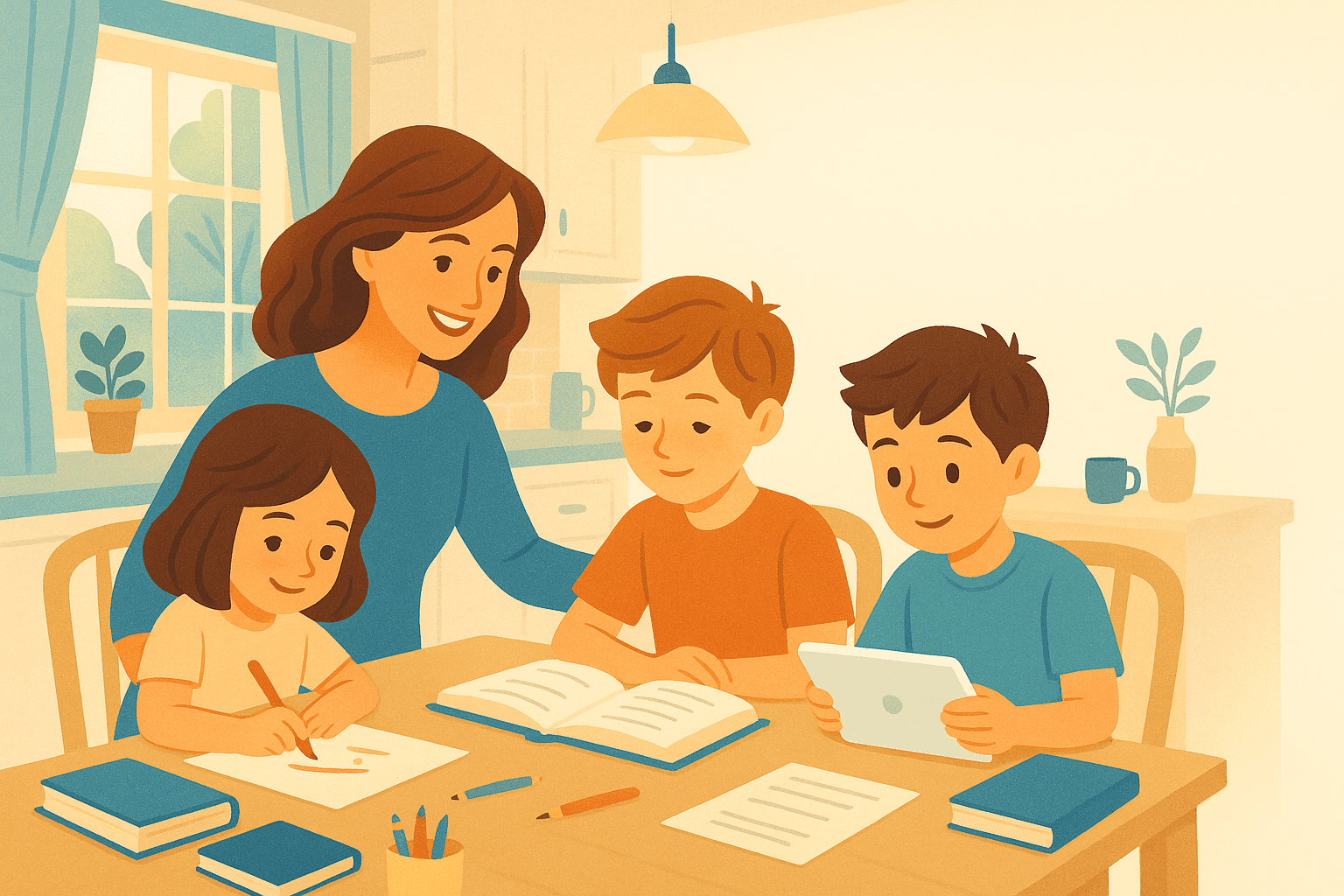 Confident homeschool family reviewing their compliance dashboard together